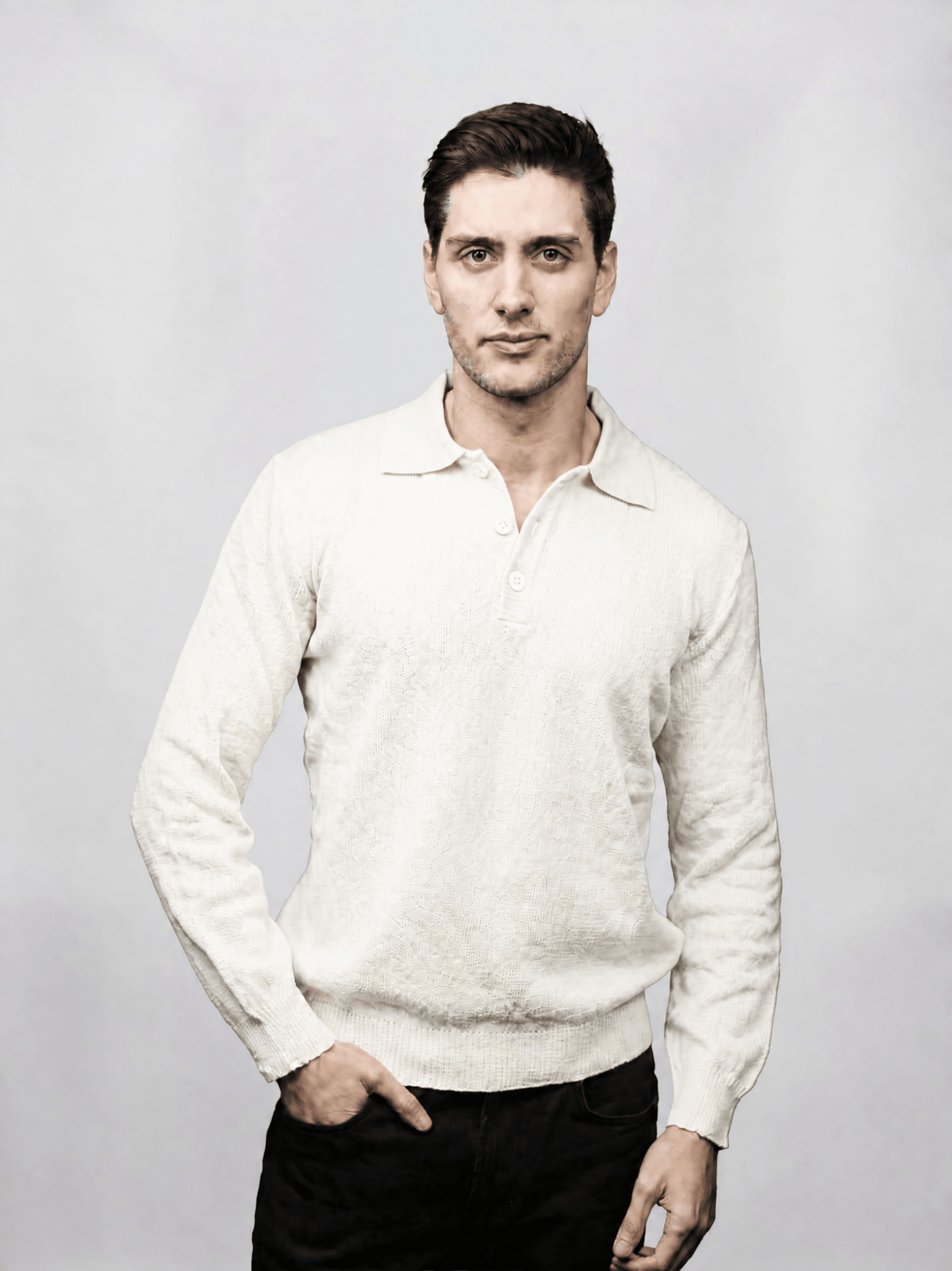 Polo Uomo Manica Lunga Lana Merino Filiera Corta